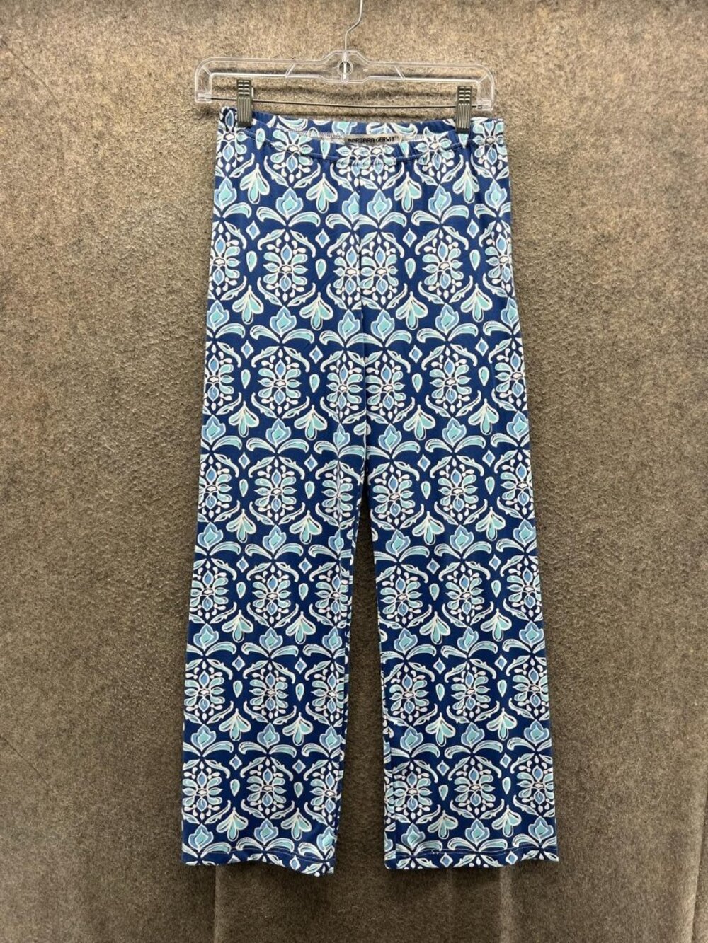 Barbara Gerwit Pants Womens Small Blue Floral Jersey Pull On Elastic Straight